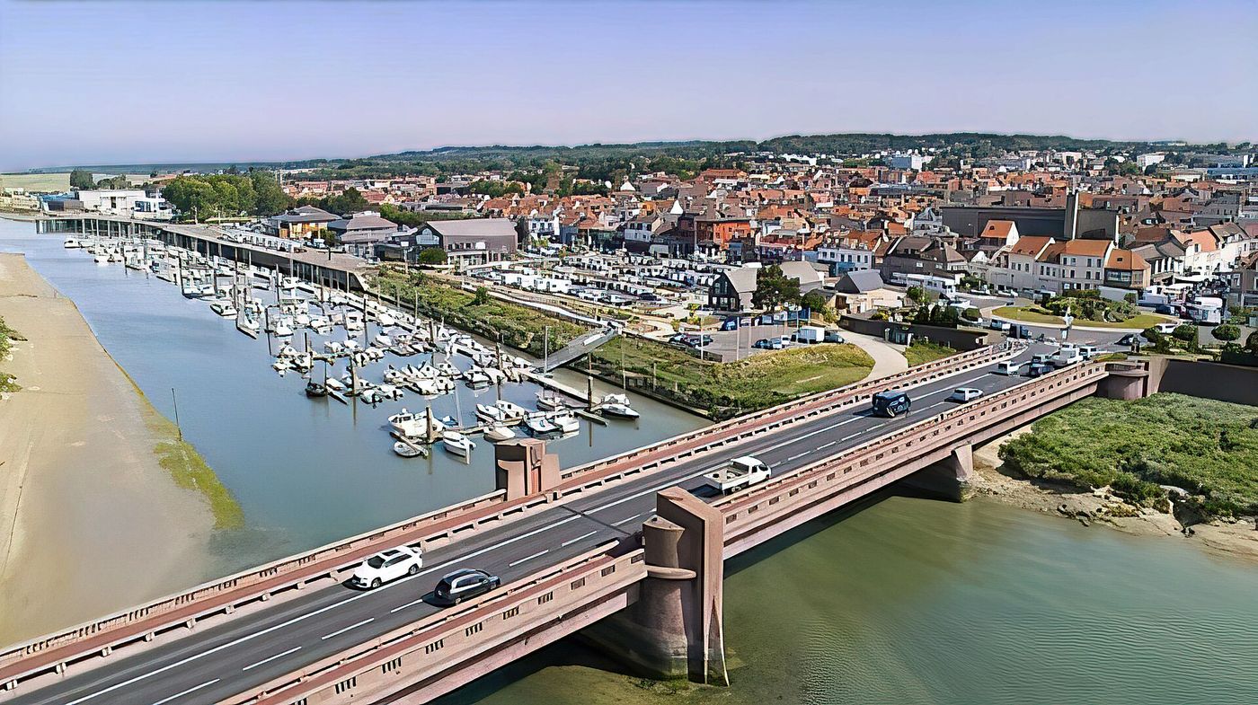 Étaples, le port de plaisance et le pont sur la Canche